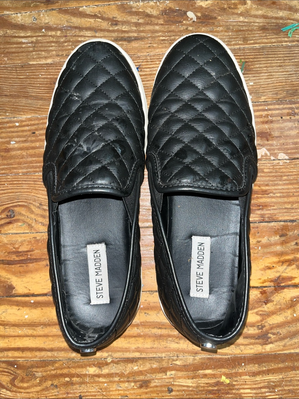 Steve Madden Black Quilted Slip-On Loafers